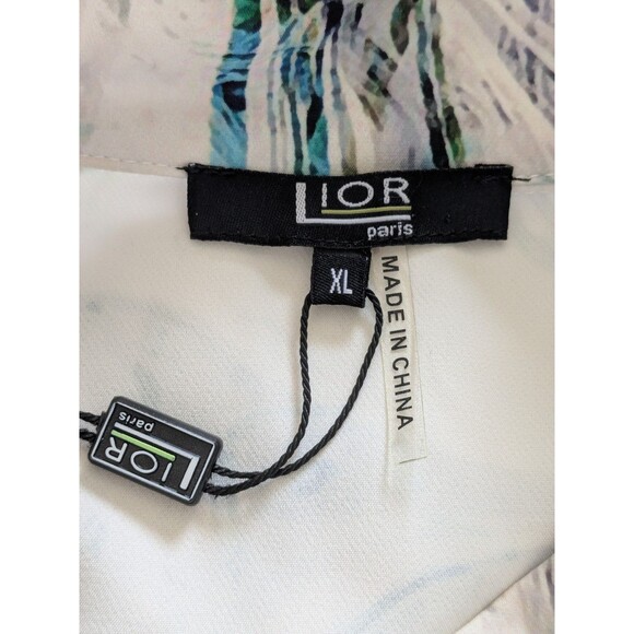 LIOR Paris Vanya Swing Jacket Women XL Cream Purple Swirl Art to Wear Lagenlook - Picture 3 of 14